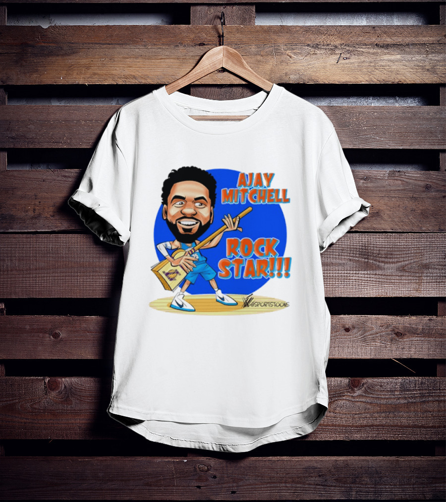 Ajay Mitchell Oklahoma City Thunder Rock Star Basketball Caricature T-Shirt