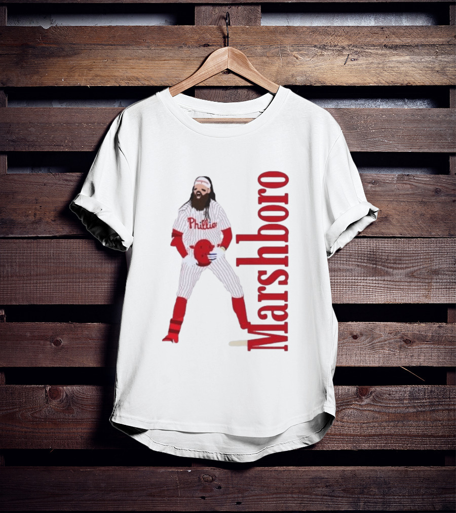 Brandon Marshboro Phillies Player Uniform Red Vertical T-Shirt