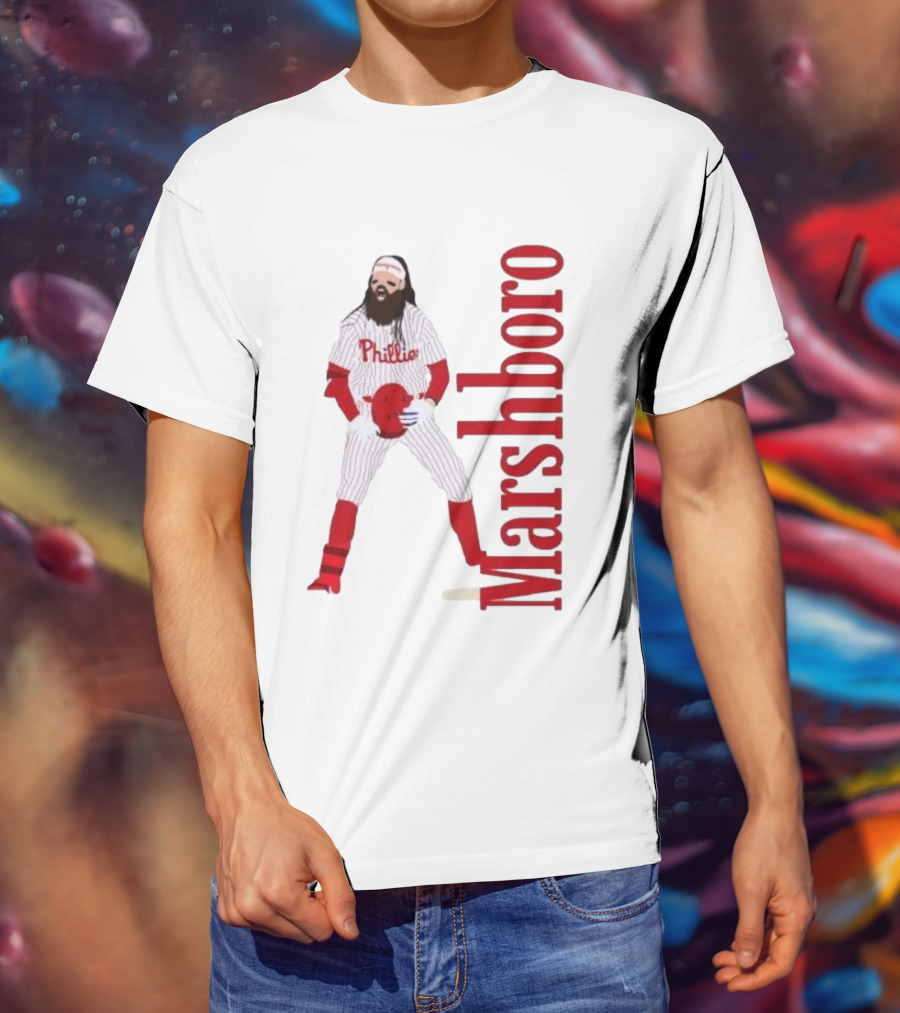 Brandon Marshboro Phillies Player Uniform Red Vertical T-Shirt