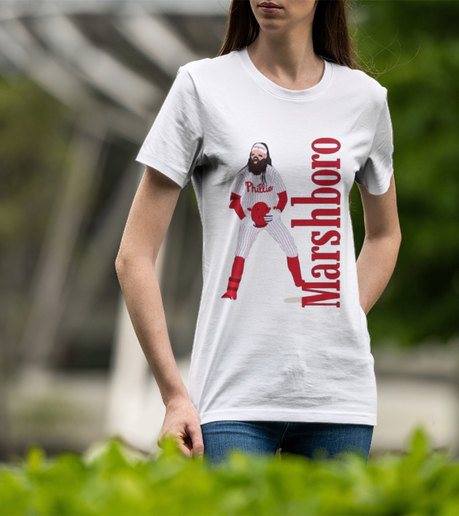 Brandon Marshboro Phillies Player Uniform Red Vertical T-Shirt