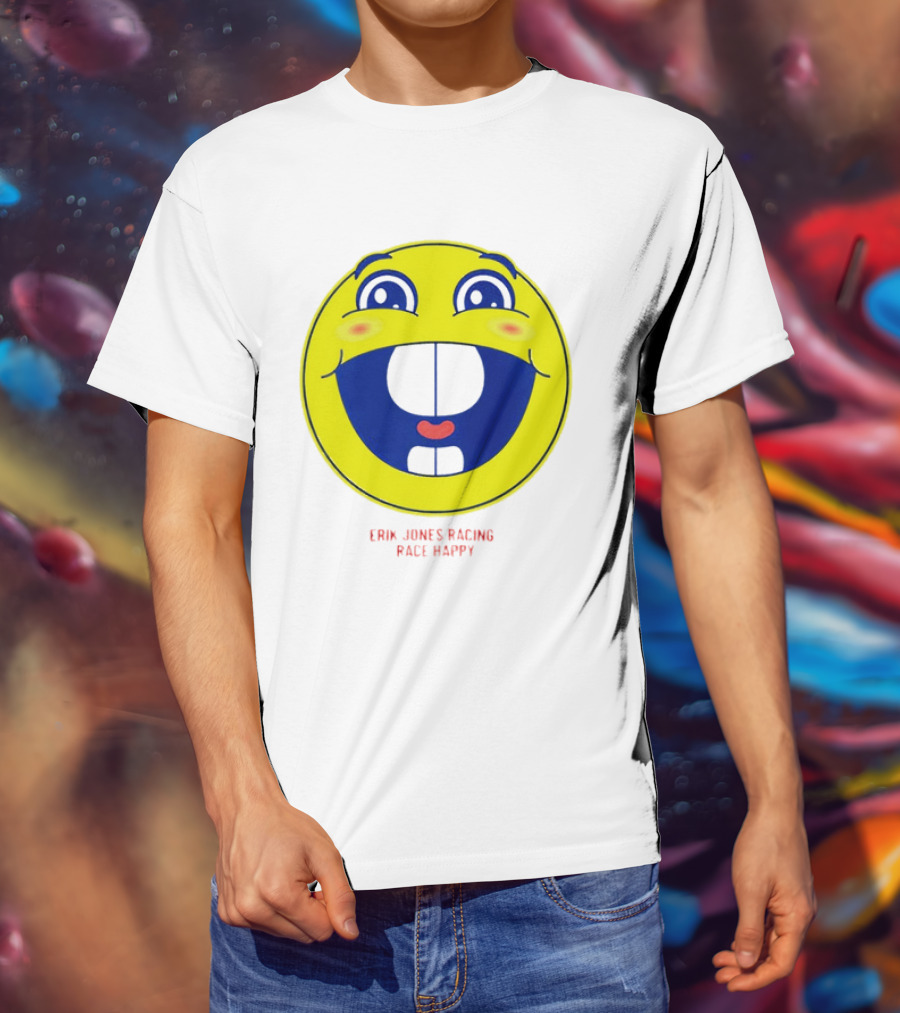 Erik Jones Racing Race Happy Yellow Smiley Face T-Shirt