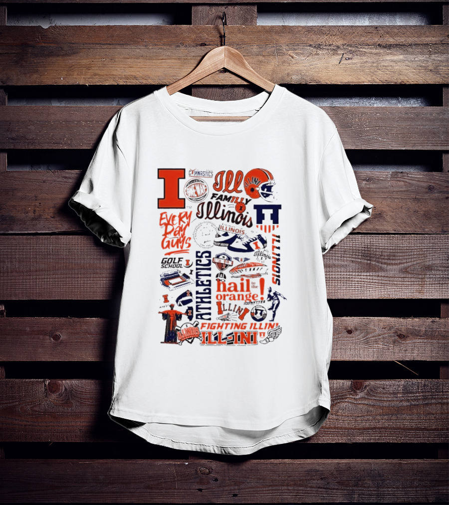 Illinois Fighting Illini Athletics Symbols Illini Orange Blue Football Basketball Golf Illini Till I Die T-Shirt