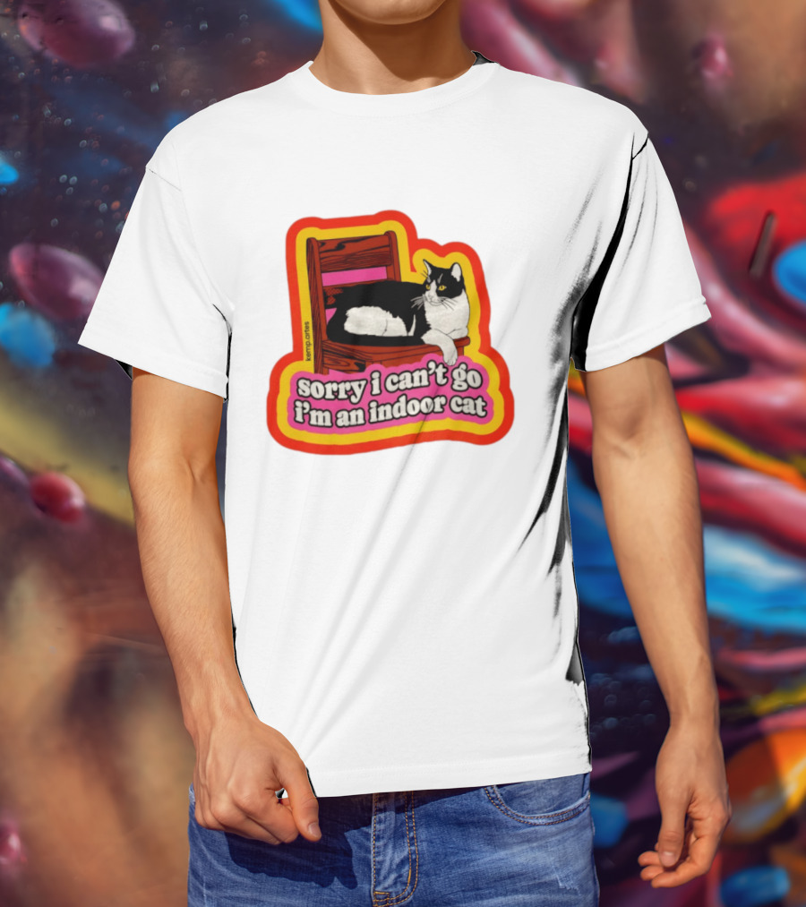 Indoor Cat Humor Sorry I Can't Go Vintage Feline Vibes T-Shirt