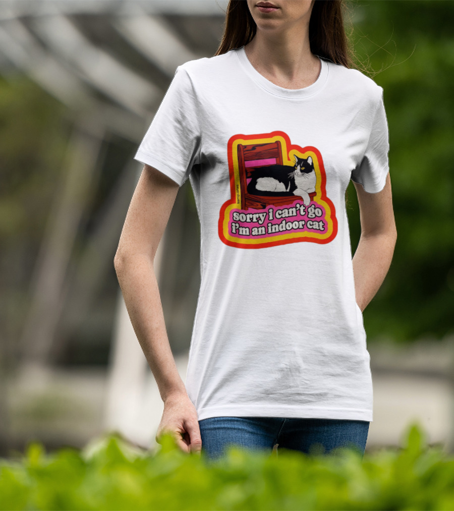Indoor Cat Humor Sorry I Can't Go Vintage Feline Vibes T-Shirt