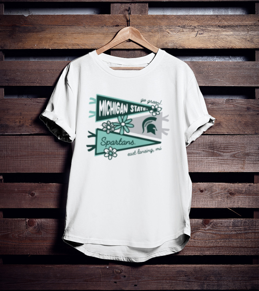 Michigan State Spartans Pennant East Lansing MI Flowers T-Shirt