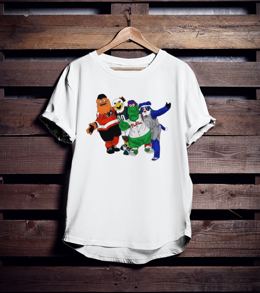 Philly Mascots Gritty Swoop Phanatic Franklin 2026 Sports Characters T-Shirt