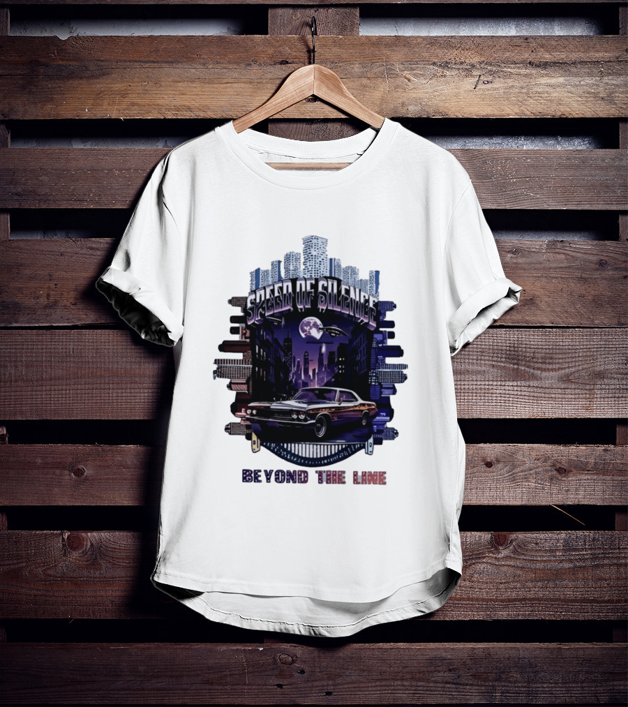 Speed Of Silence Cityscape Classic Car Moonlight Beyond The Line T-Shirt