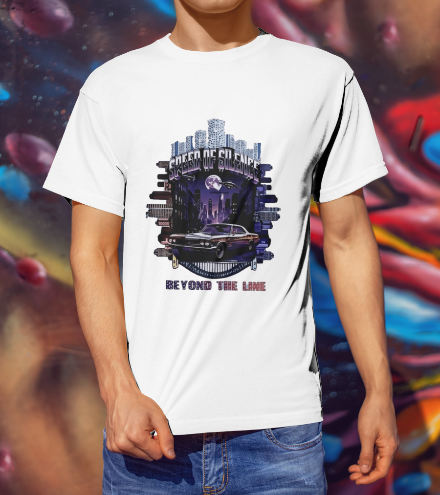 Speed Of Silence Cityscape Classic Car Moonlight Beyond The Line T-Shirt