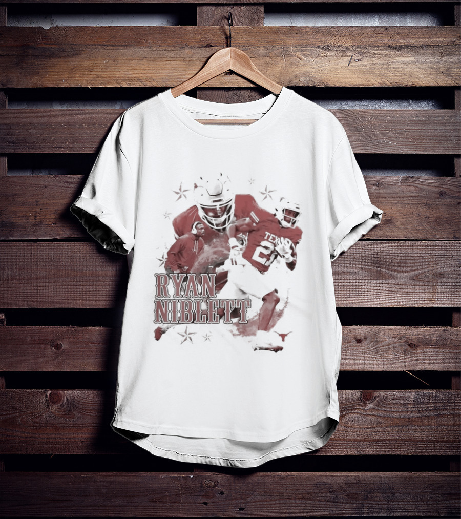 Texas Longhorns NCAA Football Ryan Niblett Collage Stars And Athlete Number T-Shirt