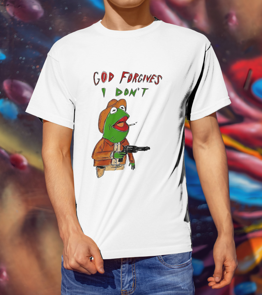 Yeehaw Kermit God Forgives I Don't Cowboy Humor T-Shirt