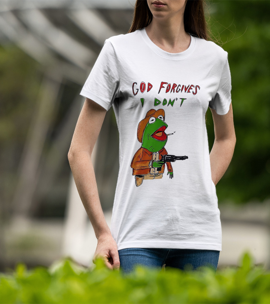 Yeehaw Kermit God Forgives I Don't Cowboy Humor T-Shirt