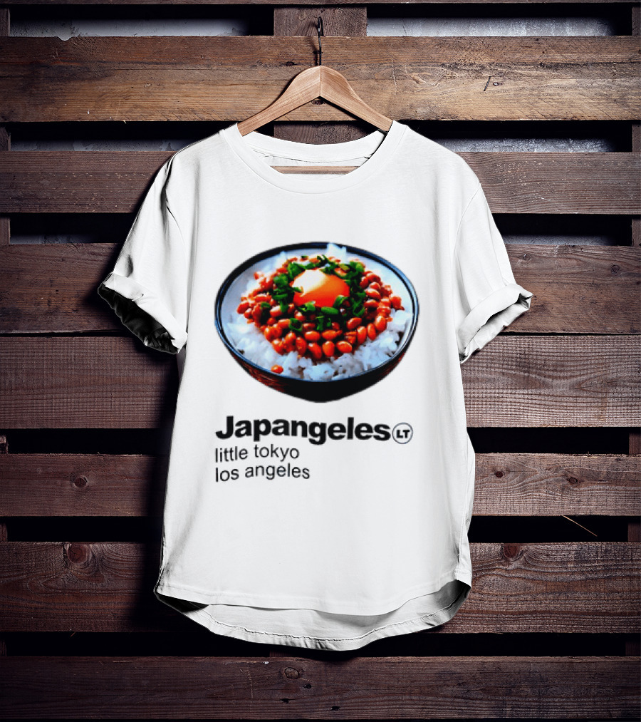 Japangeles Little Tokyo Los Angeles Natto Gohan Bowl With Egg And Scallions T-Shirt