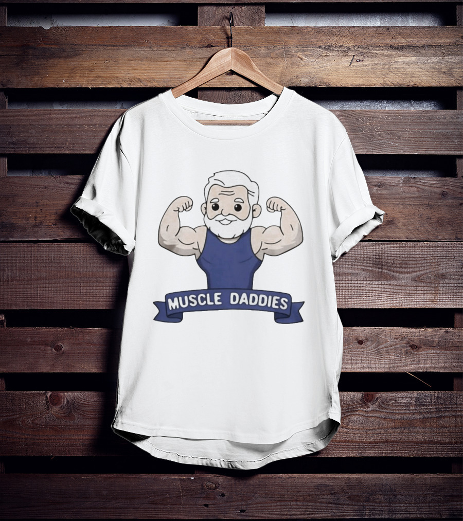 Muscle Daddies Muscular Cartoon Old Man Flexing T-Shirt