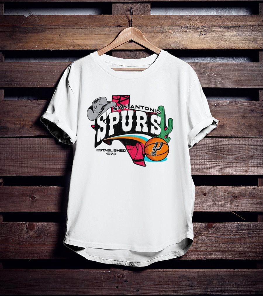 San Antonio Spurs 1973 Cactus Texas Basketball Cowboy Hat T-Shirt