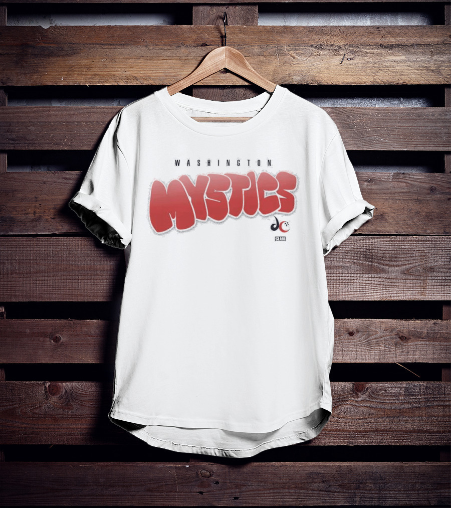 Washington Mystics Bubble Script Crop Mystics Basketball T-Shirt