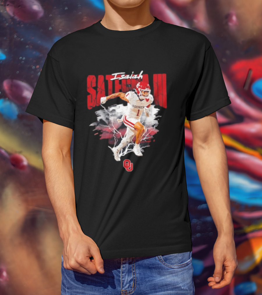 Oklahoma Sooners Isaiah Sategna III Lightning Burst Action T-Shirt
