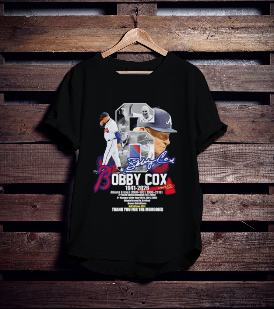 Bobby Cox Atlanta Braves Manager 1941 2026 Thank You For The Memories T-Shirt