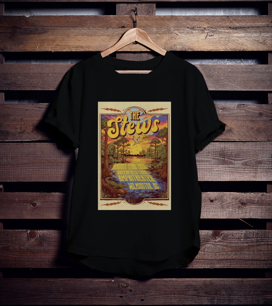 The Stews With Fudge August 22nd 2026 Greenfield Lake Amphitheater Wilmington NC T-Shirt