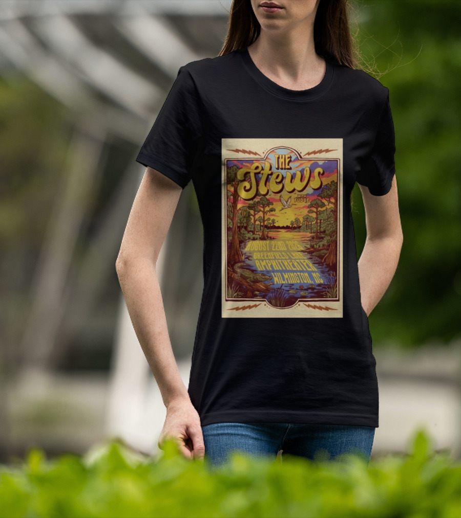 The Stews With Fudge August 22nd 2026 Greenfield Lake Amphitheater Wilmington NC T-Shirt