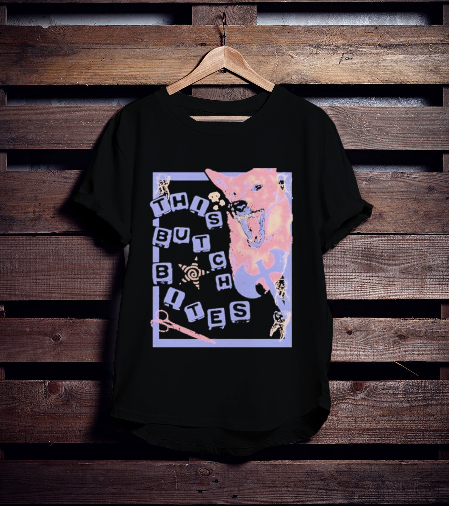 This Butch Bites Dog Retro Vibe Scissors And Blocks T-Shirt