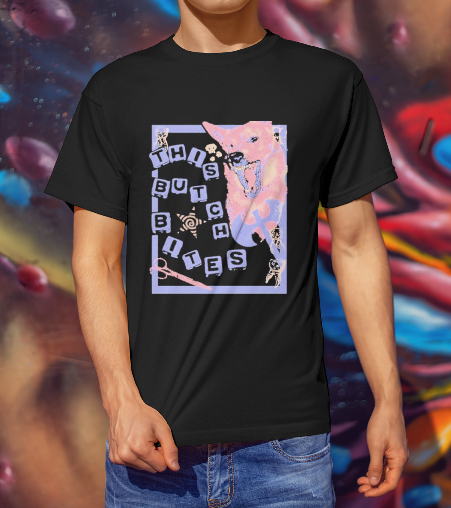 This Butch Bites Dog Retro Vibe Scissors And Blocks T-Shirt
