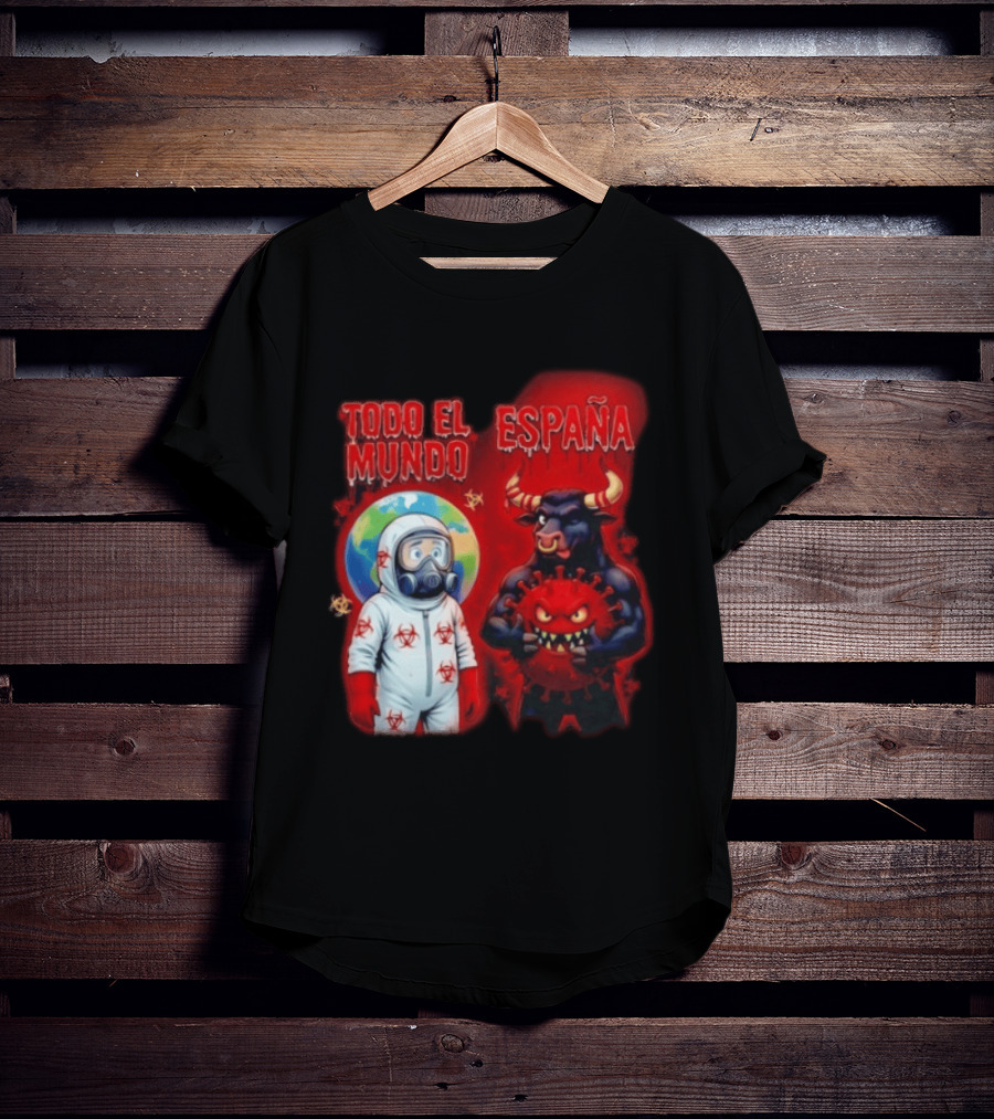 Todo El Mundo España Hantavirus 2026 Hazmat Bull And Virus T-Shirt