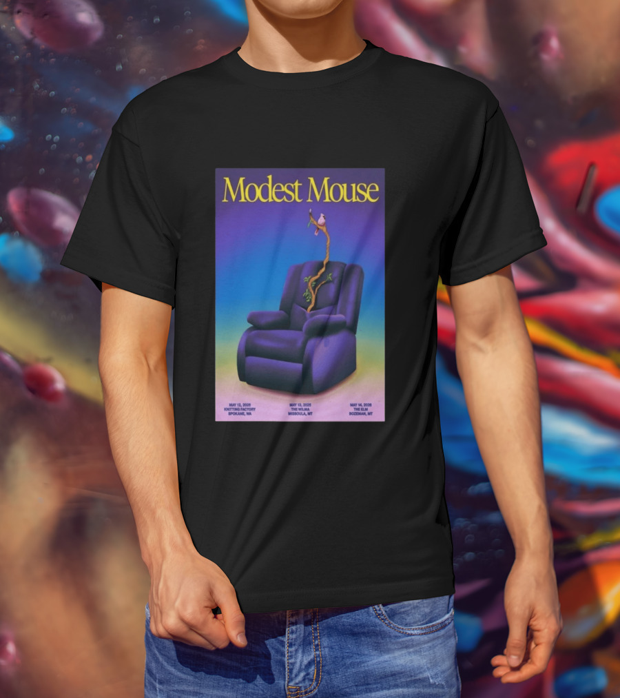 Modest Mouse Tour May 2026 Recliner And Tree Bozeman MT The Elm T-Shirt