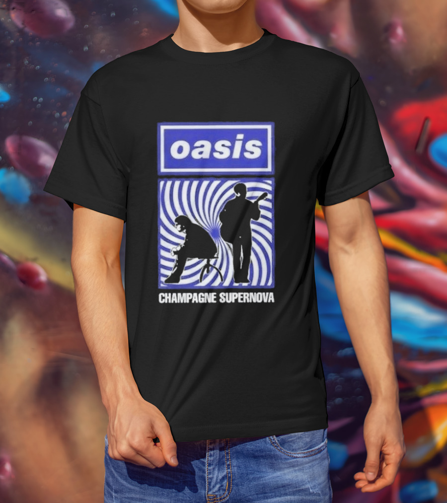 Oasis Champagne Supernova Band Silhouette Spiral T-Shirt
