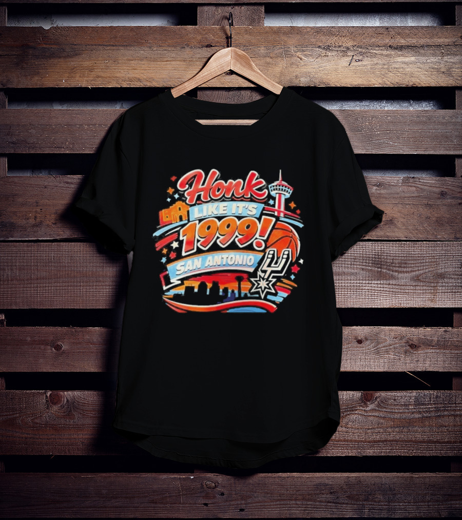 San Antonio Honk Like It's 1999 Basketball Arena Tower Fiesta T-Shirt