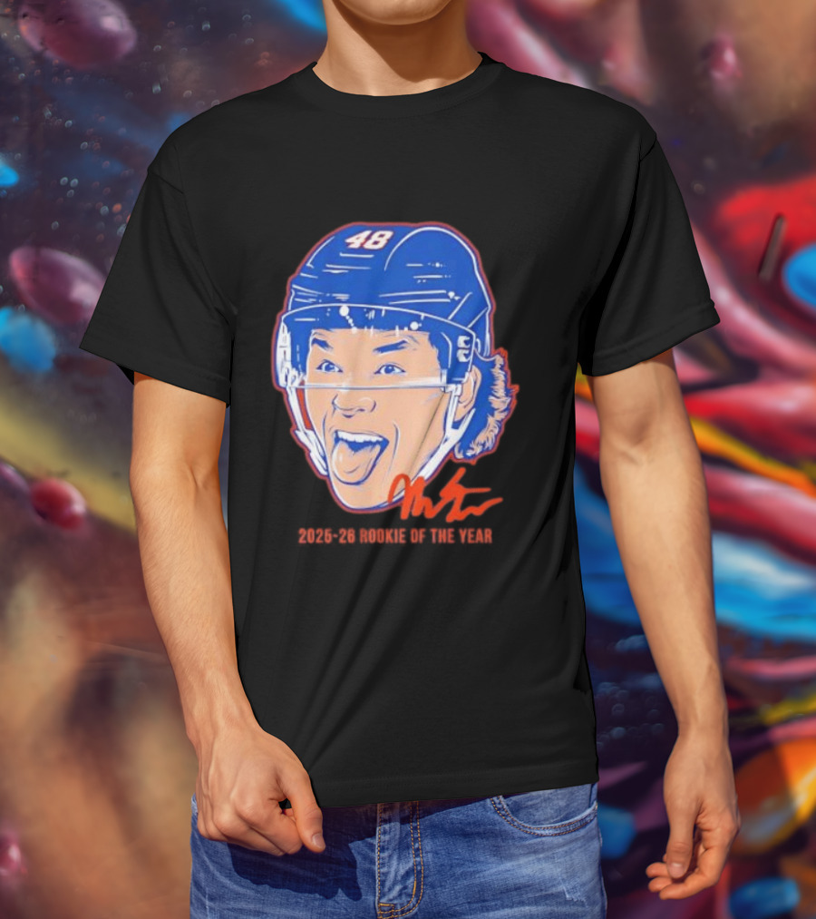 Matthew Schaefer Islanders ROTY 2025 26 Swag Helmet 48 Signature T-Shirt