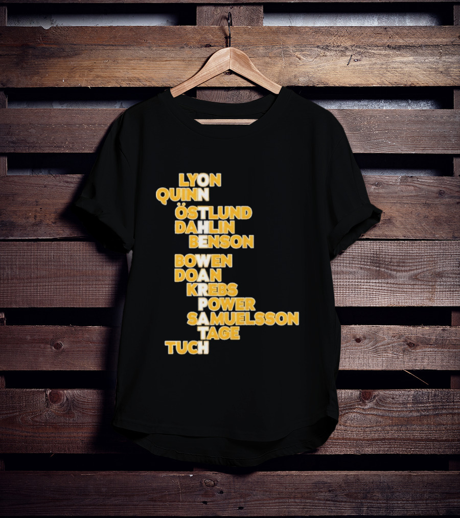 Lyon Quinn Östlund Dahlin Benson Bowen Doan Krebs Power Samuelsson Tage Tuch Buffalo Sabres 2026 T-Shirt