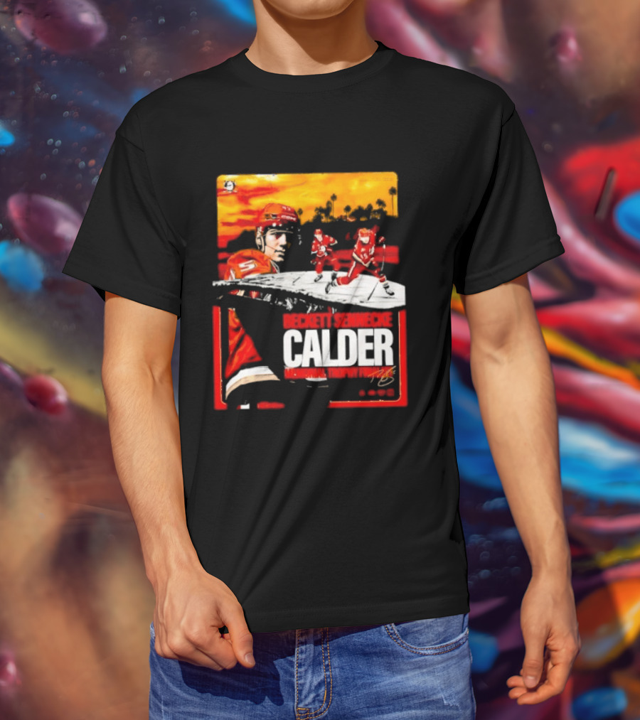 Beckett Sennecke Calder Memorial Trophy Finalist Hockey Player Action Scene T-Shirt