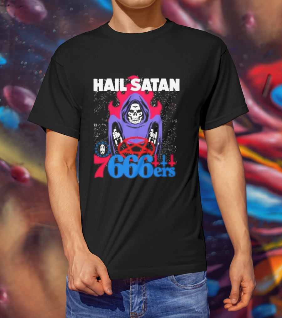 Hail Satan 76ers 666 Flame Creature T-Shirt