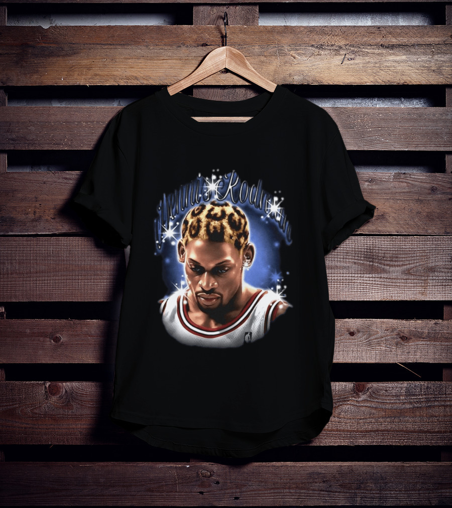 Dennis Rodman Chicago Bulls NBA Number 91 Twinkle Classic Leopard Hair T-Shirt