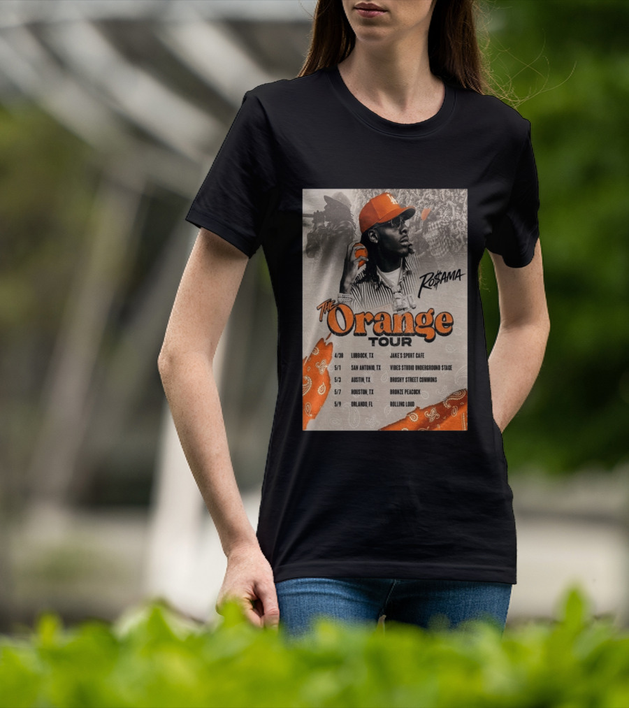 RoSama The Orange Tour 2026 Houston Concert The Bronze Peacock May 7 T-Shirt