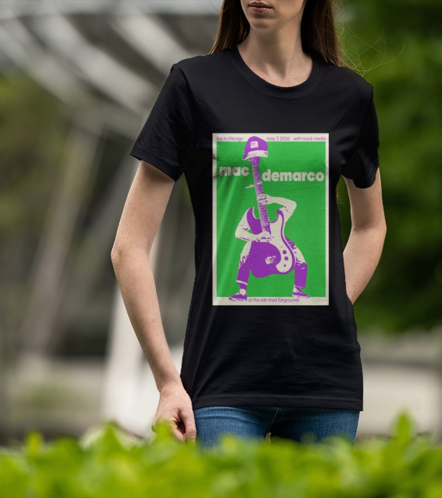 Mac Demarco Live In Chicago May 7 2026 At The Salt Shed Fairgrounds With Mock Media T-Shirt