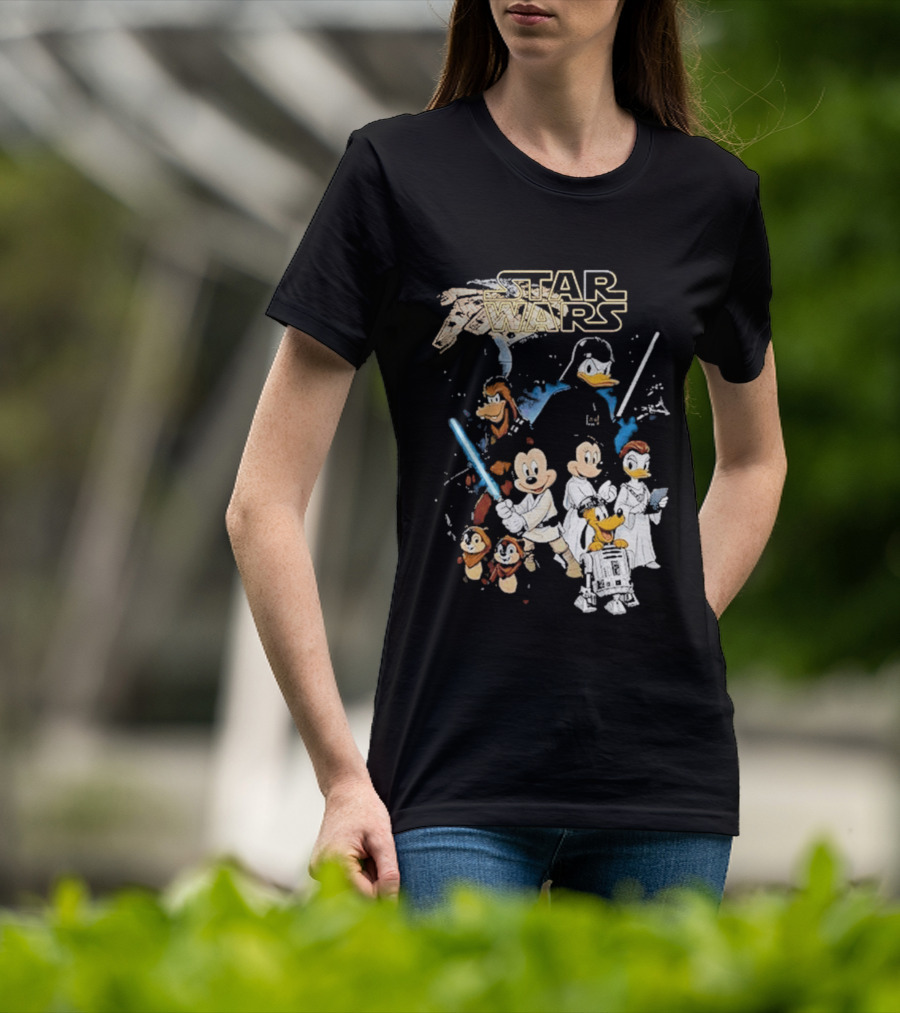 Star Wars Disney Mickey And Friends Sci Fi Cartoon Characters T-Shirt