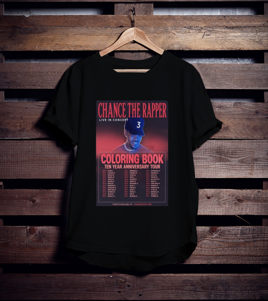 Chance The Rapper Live In Concert Coloring Book Ten Year Anniversary Tour 2026 T-Shirt