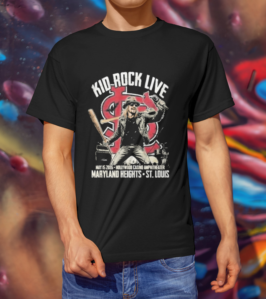Kid Rock Live May 15 2026 Hollywood Casino Amphitheater St Louis Cardinals Maryland Heights T-Shirt