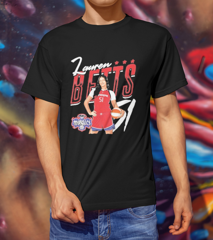 Lauren Betts 51 Washington Mystics WNBA Player T-Shirt