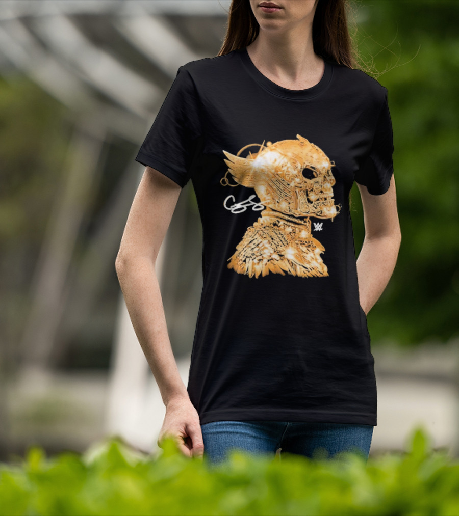 Cody Rhodes Gold Skull Mask Winged WW T-Shirt