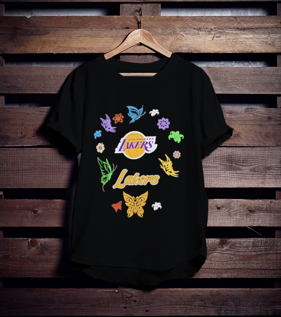 Los Angeles Lakers Carl Banks Spring Bloom Butterfly Lakers T-Shirt