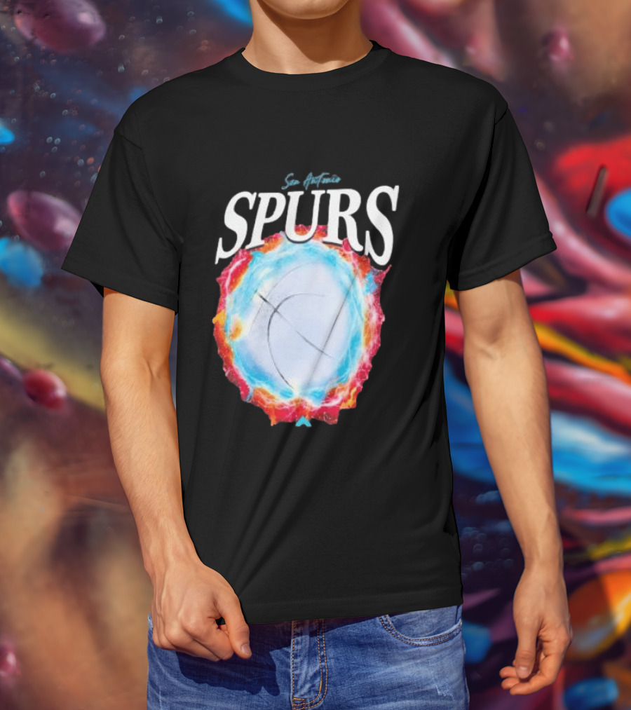 San Antonio Spurs Basketball Fire Ice Burst T-Shirt