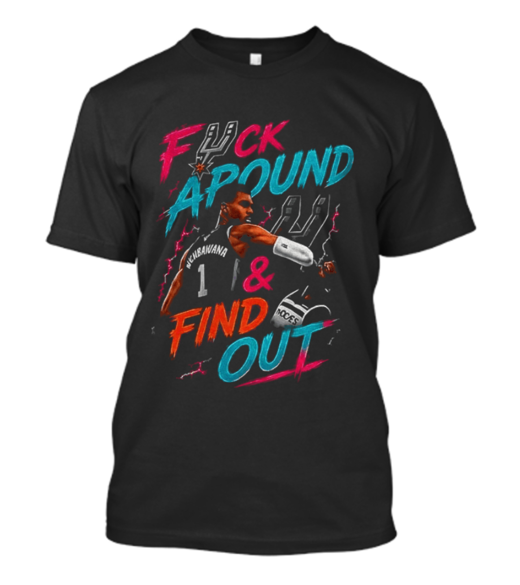Fuck Around And Find Out Victor Wembanyama Elbowing Naz Reid San Antonio Spurs Basketball T-Shirt
