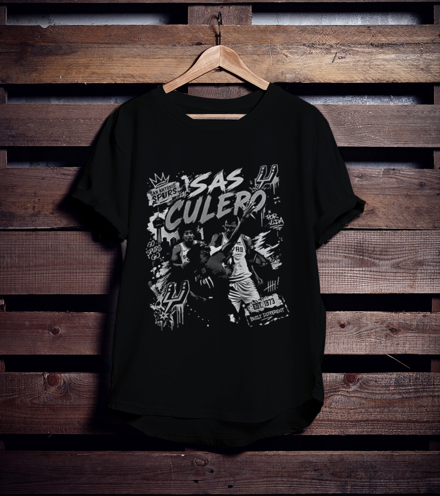 San Antonio Spurs Sas Culero Victor Wembanyama Elbowing Naz Reid Basketball Est 1973 T-Shirt