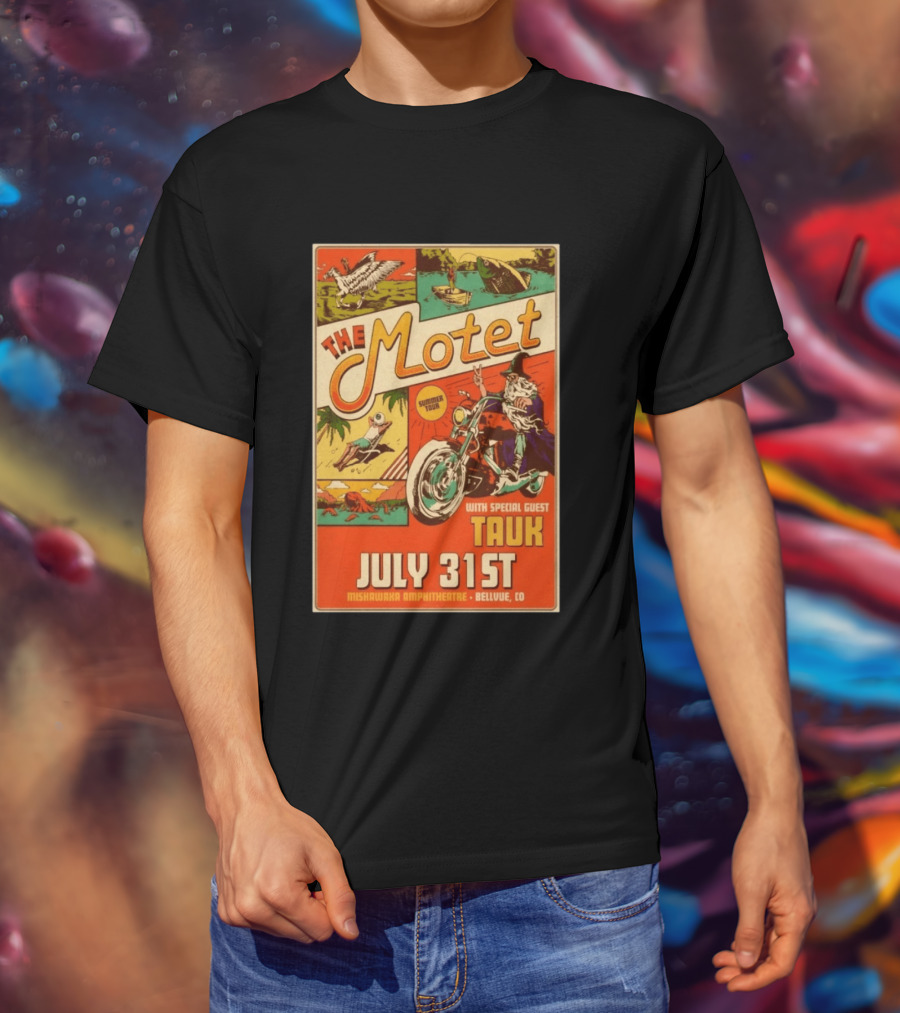 The Motet Summer Tour July 31st Mishawaka Amphitheatre Bellvue CO With Special Guest Tauk T-Shirt
