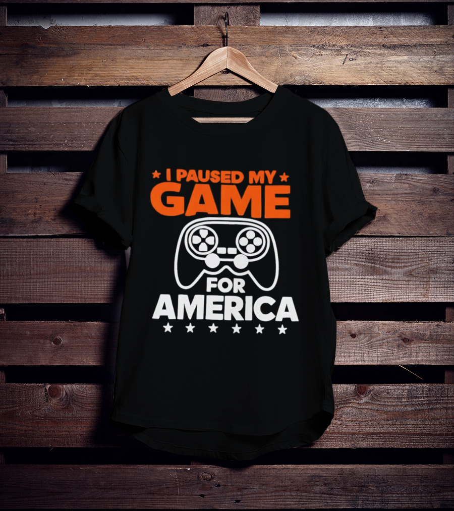 I Paused My Game For America Video Game Controller Stars T-Shirt