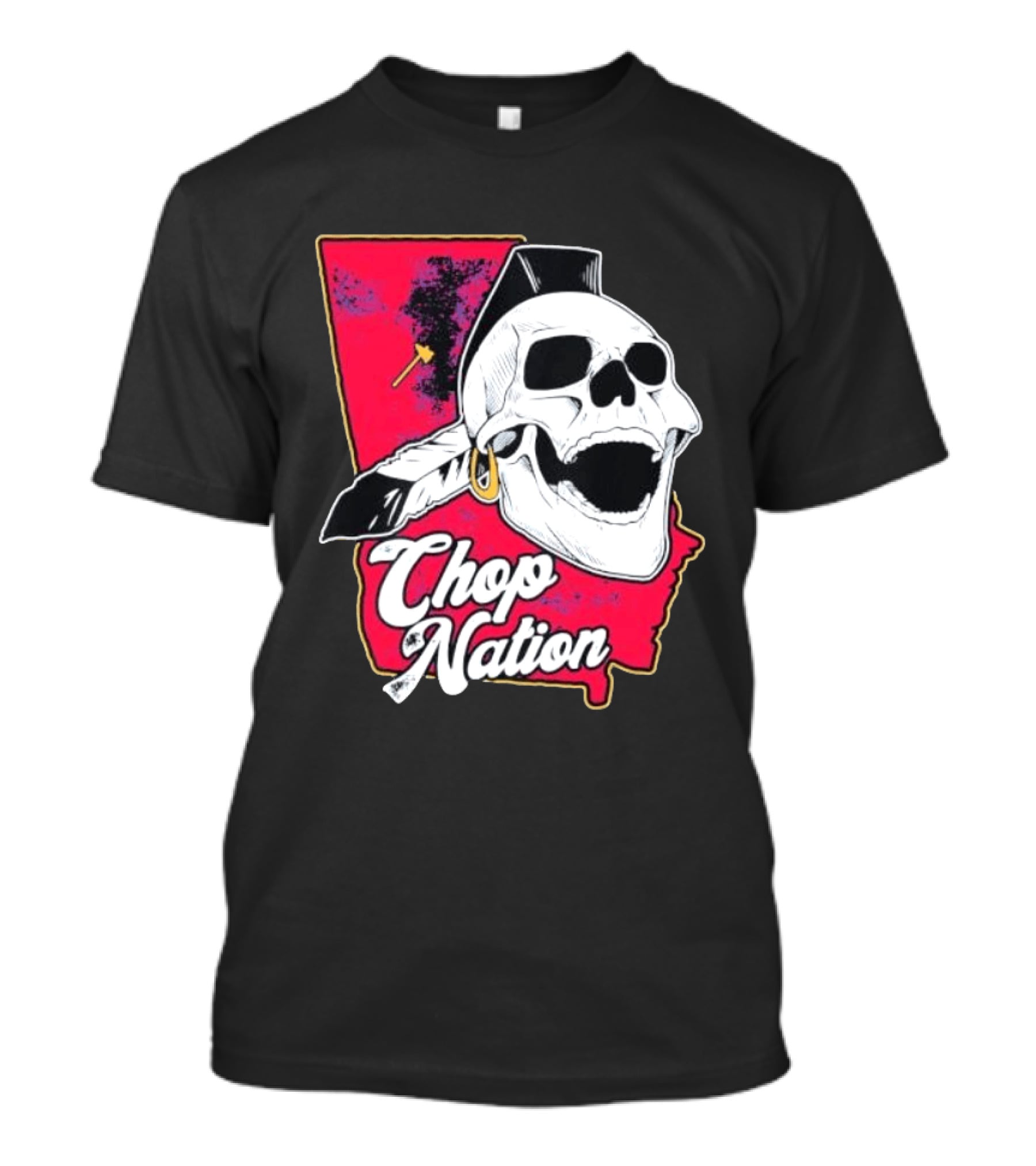 Atlanta Braves Chop Nation Skull Tomahawk Chop T-Shirt