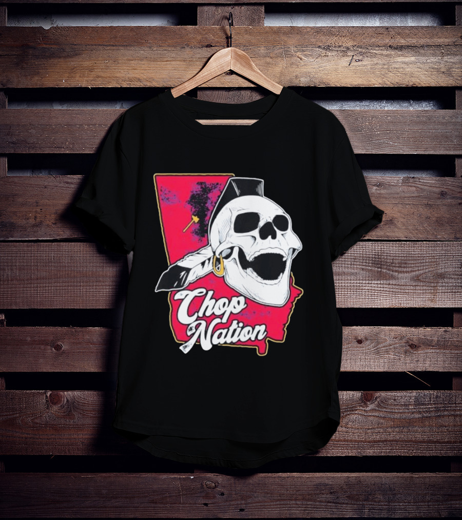 Atlanta Braves Chop Nation Skull Tomahawk Chop T-Shirt