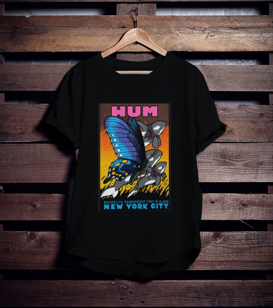 HUM Brooklyn Paramount May 15 16 2026 New York City Butterfly And Spaceships T-Shirt